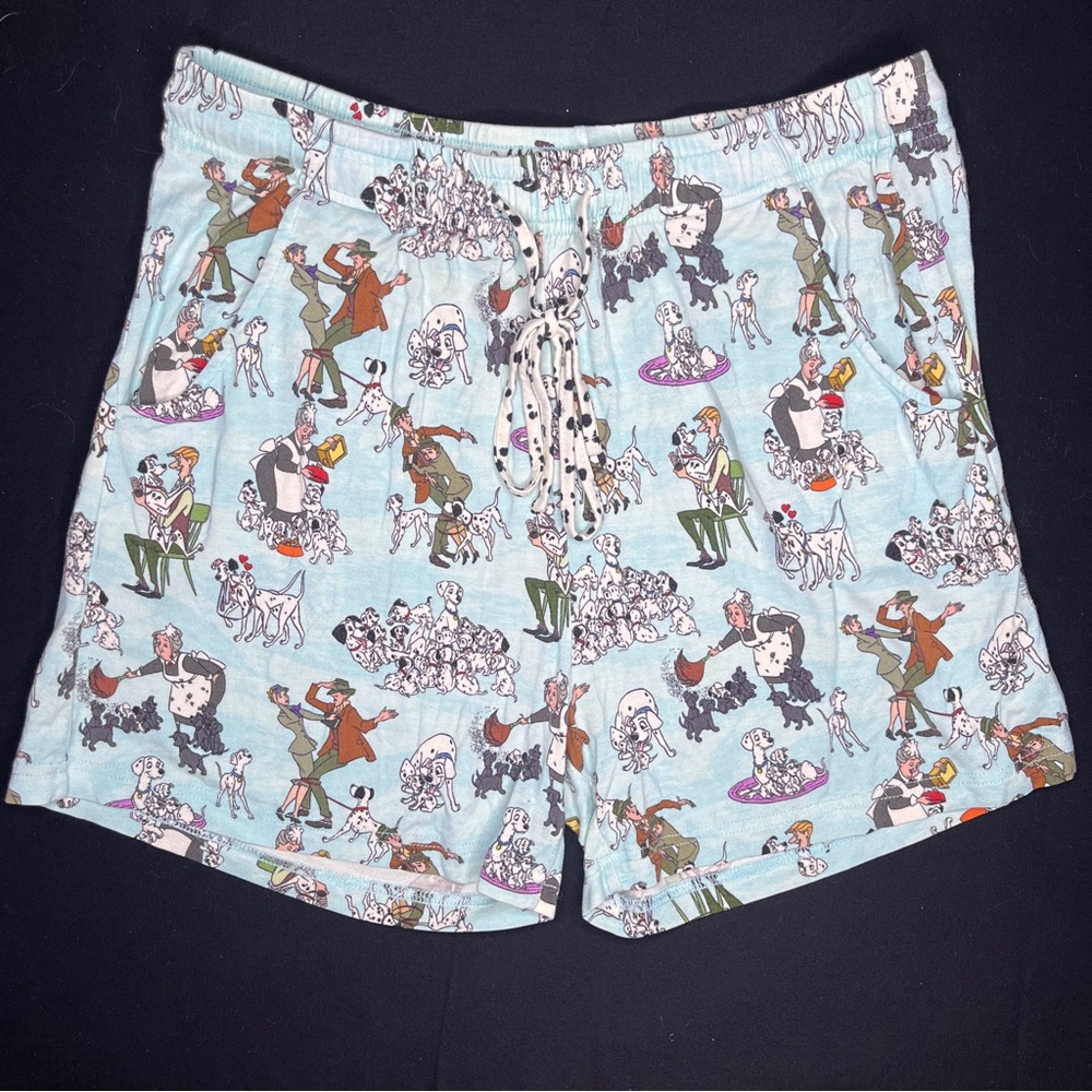 Showstoppers Bamboo Light Blue Dalmatian Print Lounge Shorts Size Small